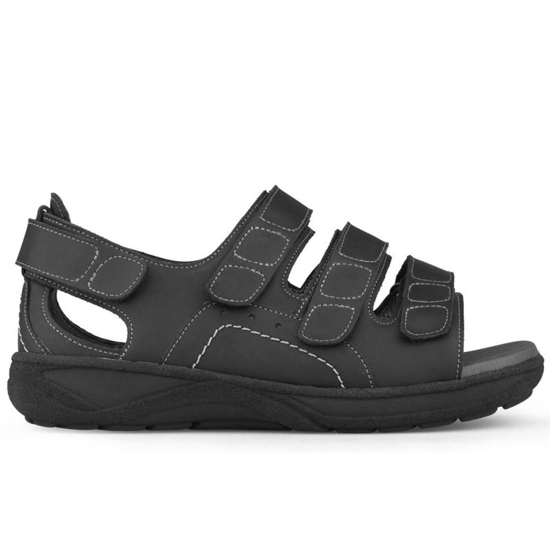 New Feet Sandal med hälkappa & tre kardborreband, svart