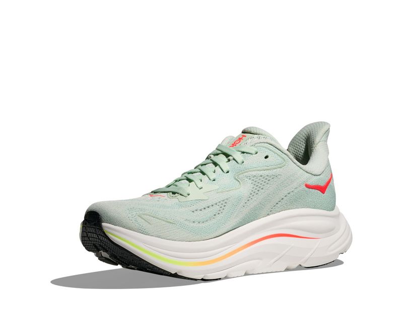 Hoka W Clifton 10 Sea Glass/Neon Flame