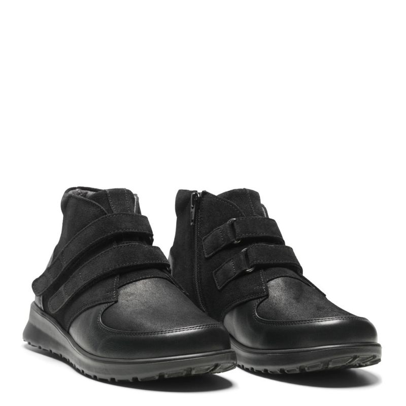 New Feet Känga med dragkedja & två kardborreband, svart